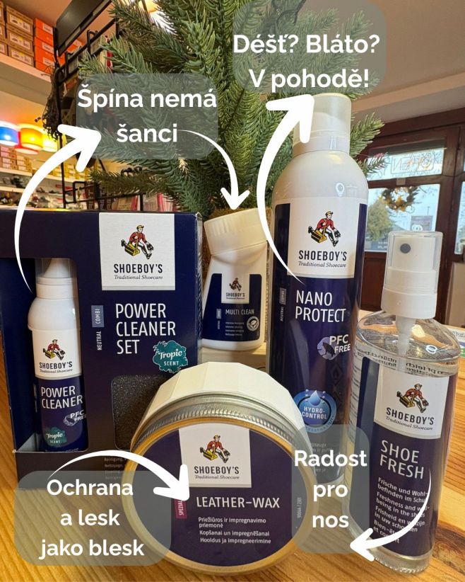 🧼✨ Boty jako nové? Máme řešení. V naší prodejně a E-shopu najdete čisticí sady, vosky, impregnace i vůně na boty od...